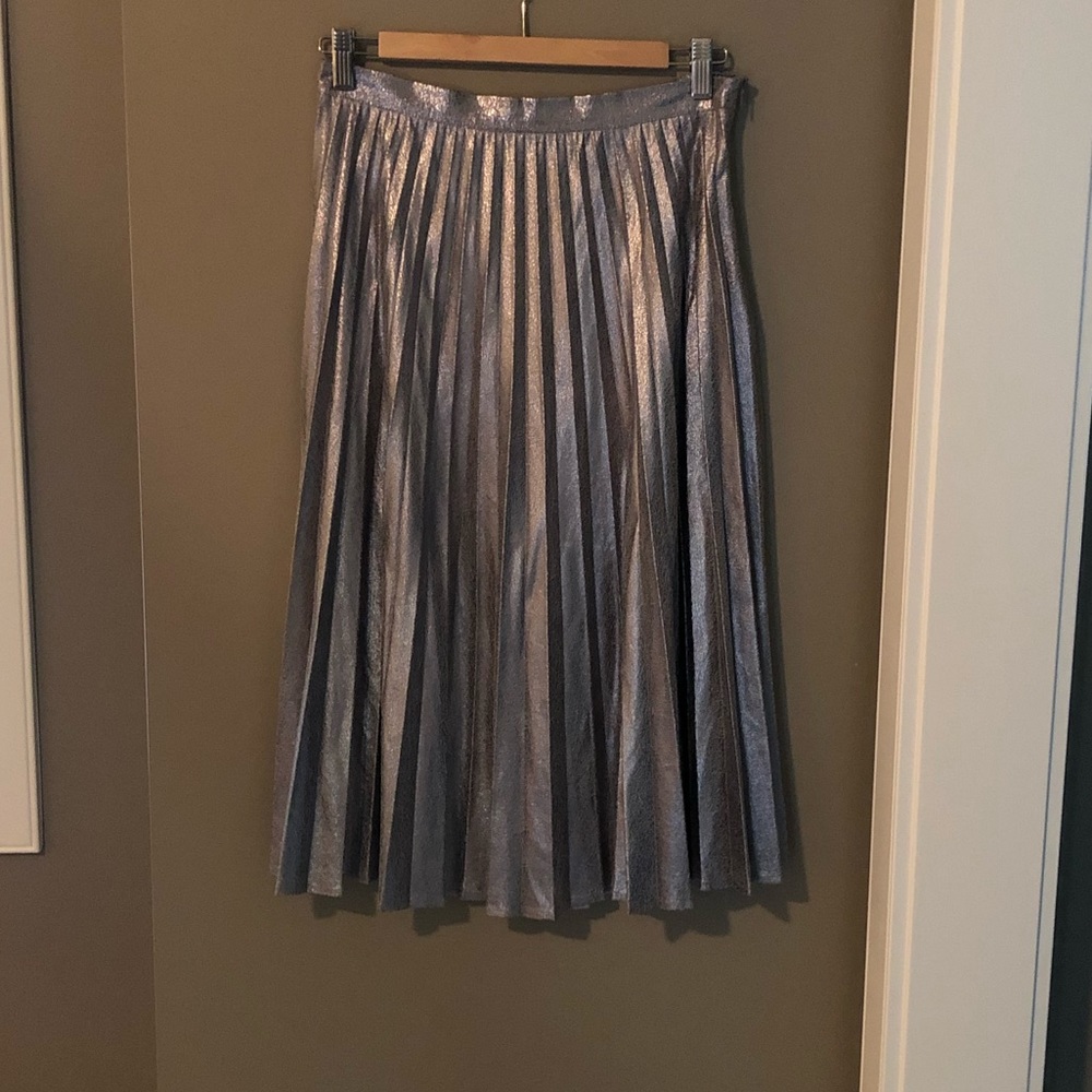 Silver pleated midi skirt 2019